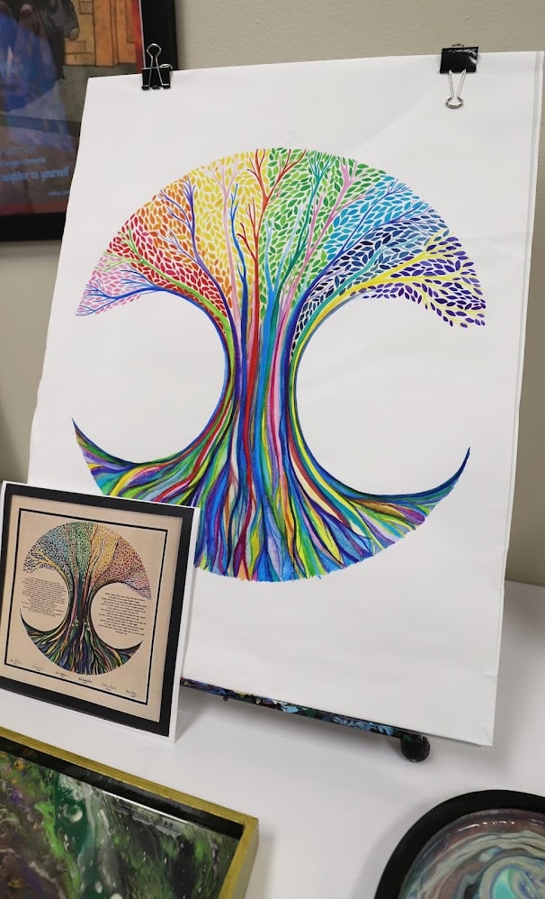 Rainbow tree of life watercolor artwork